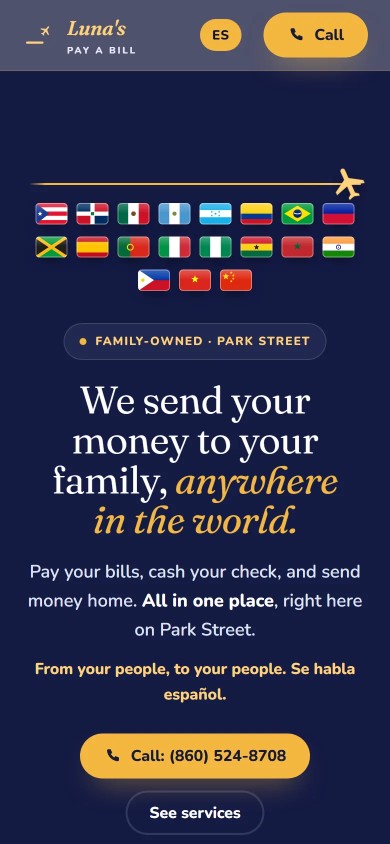 Luna's site on a phone screen